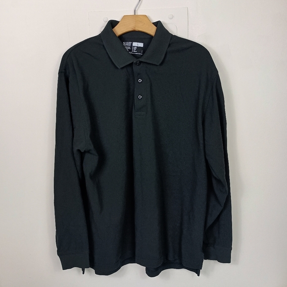 5.11 Tactical Mens Polo Shirt Large Black Professional Long Sleeve Uniform Pckt - Picture 3 of 12
